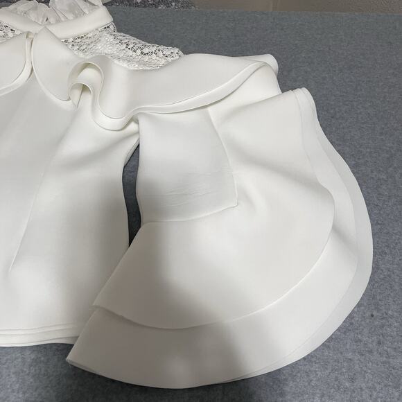 Maxi Skirt Set Scuba Cos Play Ruffles Glam White Witch Show Stopper Wedding SZ L - Picture 9 of 16